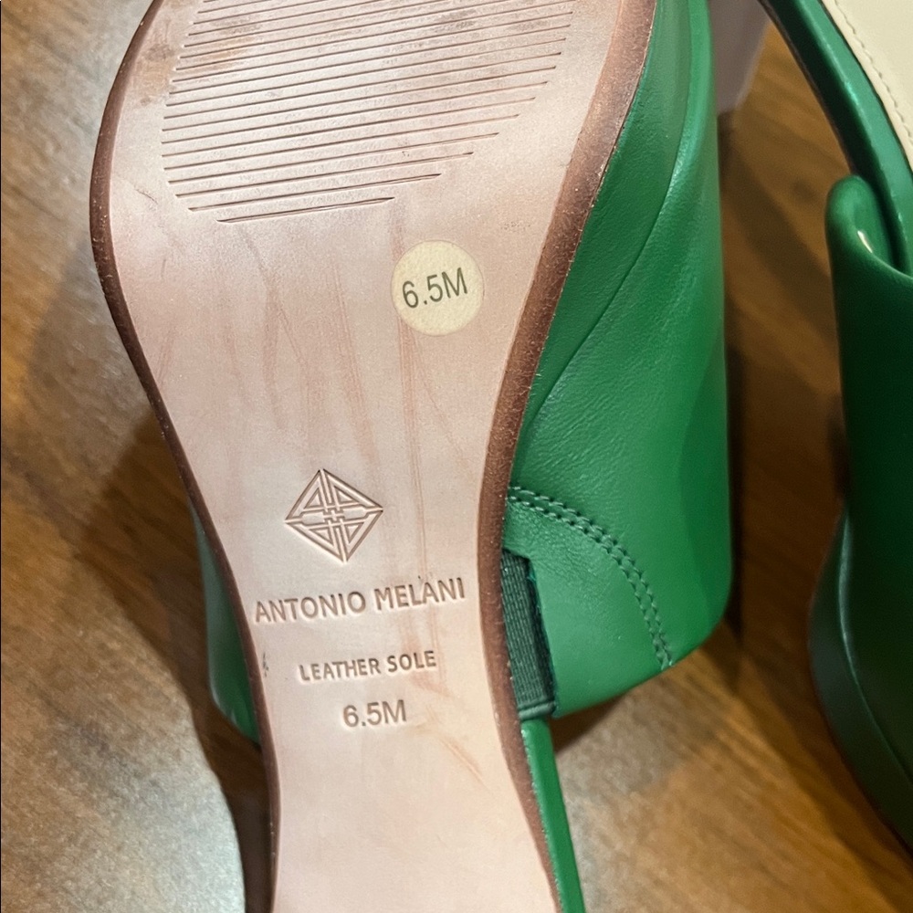 Antonio Melani Emerald Green Heeled Mules - Picture 3 of 5
